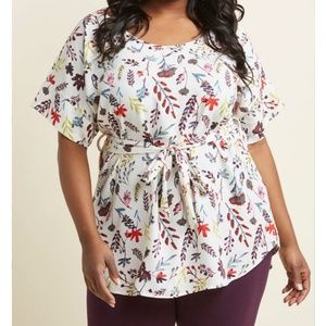 Floral belted tunic top
